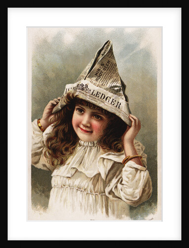 Hire's Root Beer Trade Card with Girl Wearing a Newspaper Hat by Anonymous