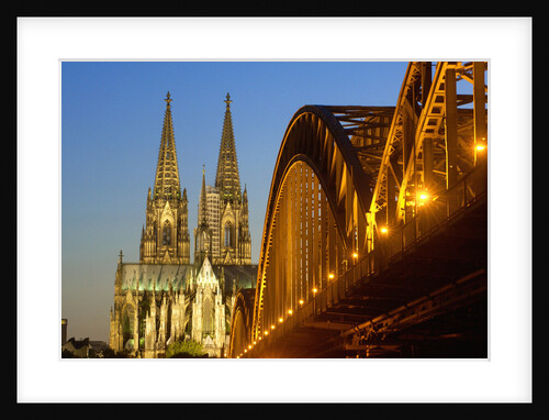 Cologne Cathedral and Hohenzollern Bridge on Rhine River by Anonymous