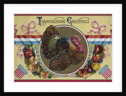 Thanksgiving Greetings Postcard with a Turkey by Anonymous