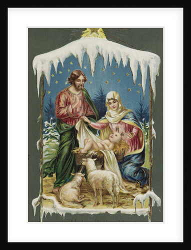 Merry Christmas Postcard with Nativity Scene by Anonymous
