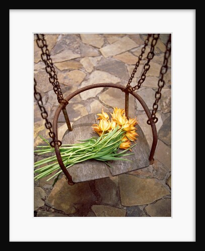 High angle view of a bunch of yellow flowers on the swing by Anonymous