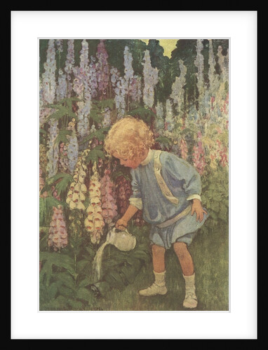 Illustration of a Child Watering Plants by Jessie Willcox Smith