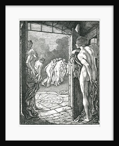Illustration of Nude Women Near a Doorway by Laurence Housman