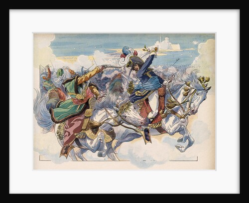 Illustration of Joachim Murat Battling Mustapha Pasha by Jacques Onfroy de Breville