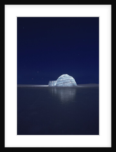 Illuminated Igloo at Frozen Lake by Anonymous