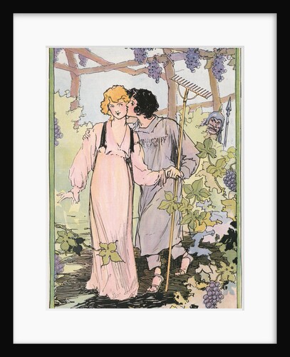 Illustration of a Couple in an Arbor by John R. Neill