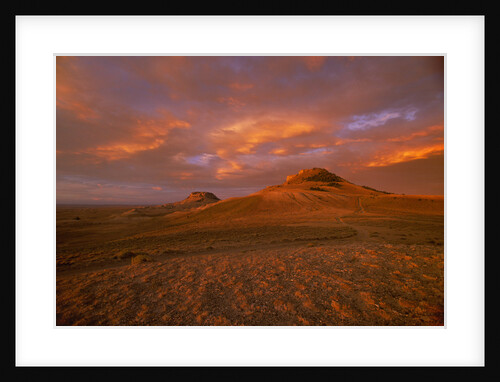 Oregon Buttes in Red Sunrise Glow by Anonymous