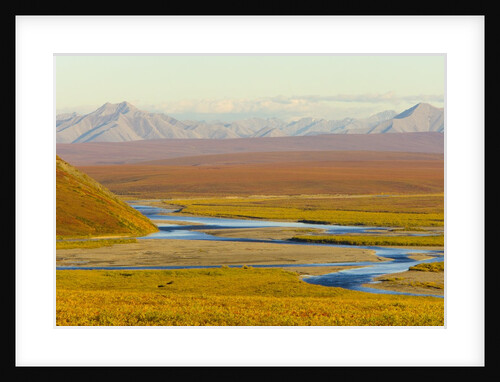 Mountains and Winding River in Tundra Valley by Anonymous