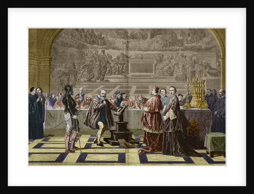 Illustration of Galileo Galilei Before the Inquisition by Anonymous