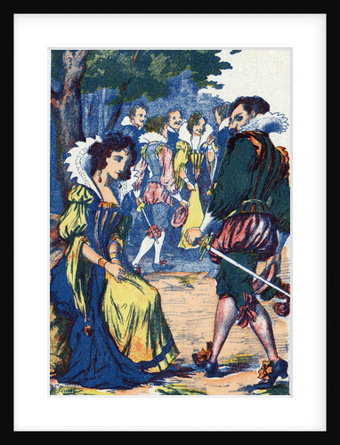Illustration of a Courtier Walking Away from a Princess by Anonymous