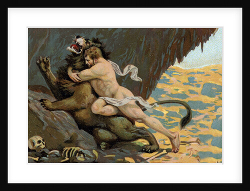 Illustration of Hercules and the Nemean Lion by Anonymous