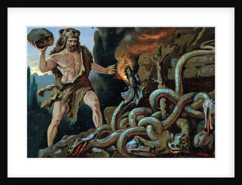 Illustration of Hercules and the Lernean Hydra by Anonymous