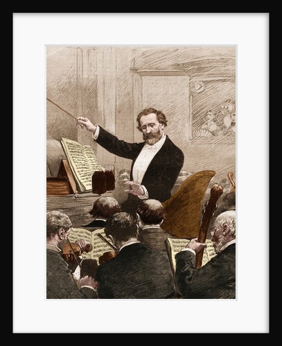 Illustration of Giuseppe Verdi Conducting in Paris by Anonymous