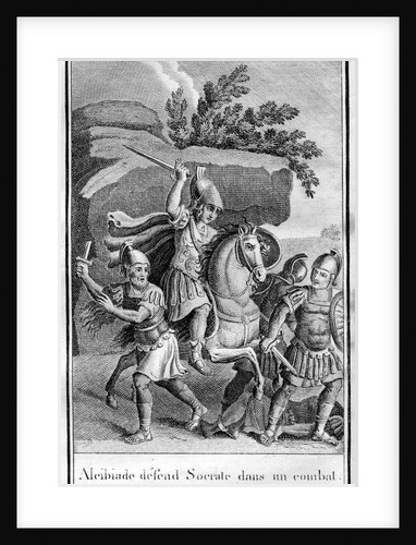 Illustration of Alcibiades Defending Socrates in a Fight by Anonymous