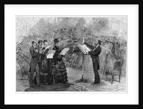 Illustration of Giuseppe Verdi Conducting a Performance of His Requiem Mass by Anonymous