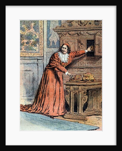 Illustration of Cardinal Mazarin Hiding a Jewelry Box by Anonymous