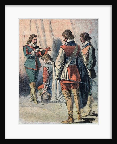 Illustration of King Charles Stuart Placing the Order of the Saint Esprit Around Winter's Neck by Anonymous