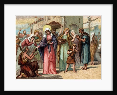 Illustration of Saint Genevieve Distributing Bread to the Hungry by Anonymous