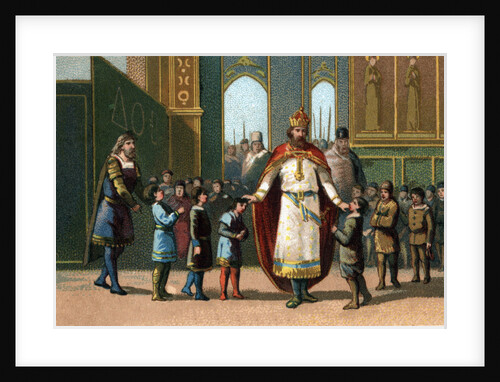 Illustration of Charlemagne with Students by Anonymous