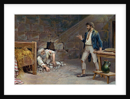 Illustration of Edmond Dantes and Faria Working on an Escape Tunnel by Anonymous