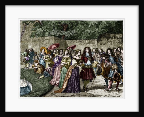 Illustration of Louis XIV in His Gardens at Versailles by Anonymous