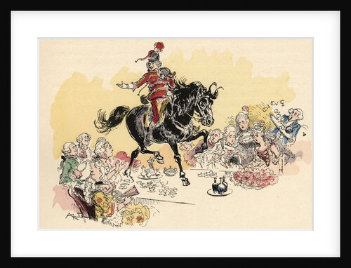 Illustration of Baron von Munchausen on Horseback by Albert Robida