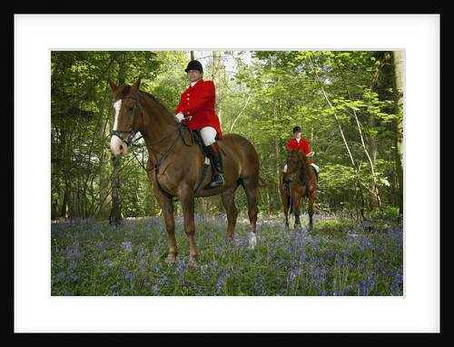 Two Mounted Huntsmen in Forest by Anonymous