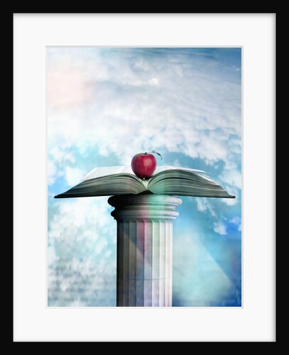 Apple and Open Book on Pedestal by Anonymous