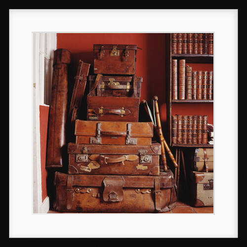 Stack of Antique Leather Suitcases by Anonymous