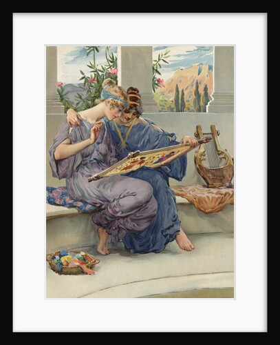 Illustration of Two Women Embroidering by Anonymous