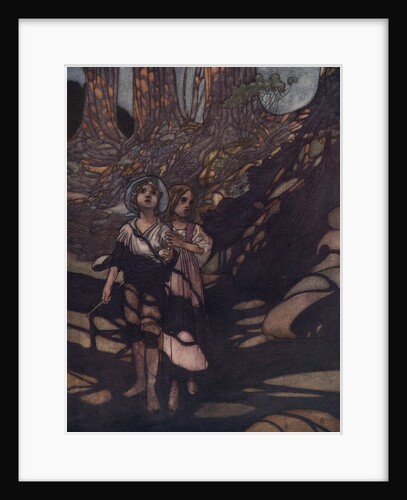 Hansel and Gretel in the Forest Illustration by Charles Robinson