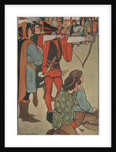 Illustration of Robin Hood Taking Aim by Lucy Fitch Perkins