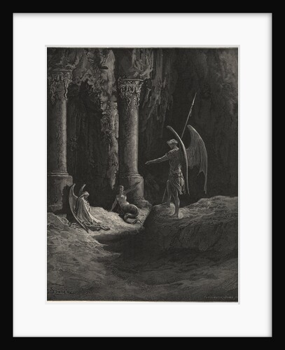Before the Gates There Sat on Either Side a Formidable Shape by Gustave Dore