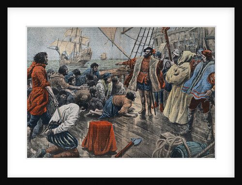 Illustration of Ferdinand de Magellan Quelling a Mutiny by Anonymous