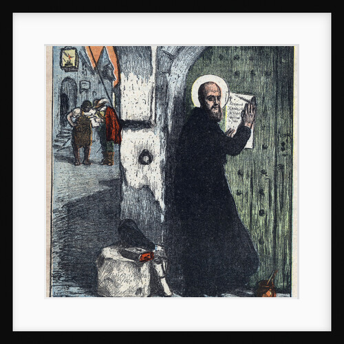 Illustration of Saint Francis of Sales Posting Tracts on Protestant Homes by Anonymous