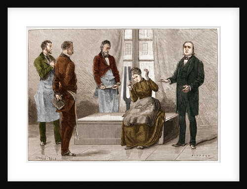 Illustration of Jean-Martin Charcot Demonstrating Hypnosis on a Patient by Anonymous