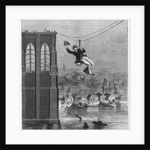 Illustration of the Construction of the Brooklyn Bridge by Anonymous