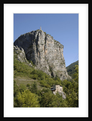 Rock of Castellane Towering Above a Small House by Anonymous