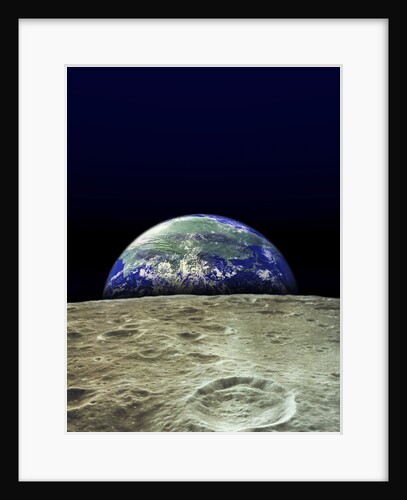 Earth Rising Over Moon by Anonymous
