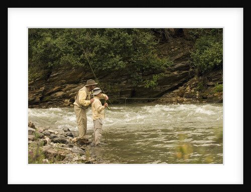 Father and Son Fly Fishing in Moose Creek by Anonymous