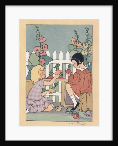 Illustration of Two Girls in a Garden by Jan Cragin