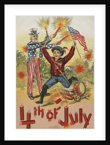 4th of July Postcard with Firecrackers by Anonymous