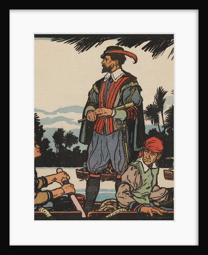 Illustration of Sir Walter Raleigh Discovering Virginia by J.L. Kraemer