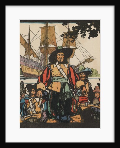 Illustration of Rene-Robert Cavelier de La Salle by J.L. Kraemer