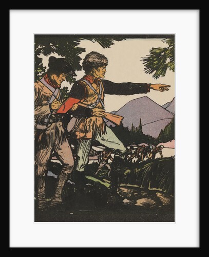 Illustration of Lewis and Clark in Louisiana Territory by J.L. Kraemer