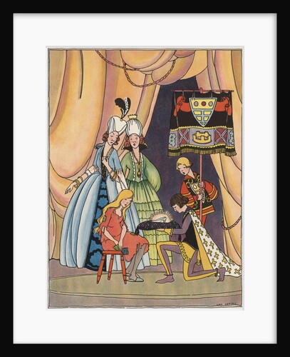 Illustration of the Prince with Cinderella's Glass Slipper by Lois Lenski
