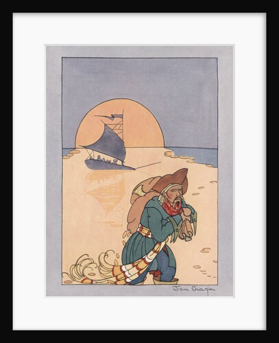 Illustration of a Pirate Carrying Treasure by Jan Cragin