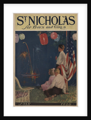Illustration of Children Watching Fireworks by C.M. Relyea