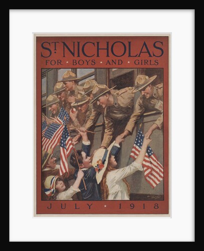 Illustration of Children Greeting Soldiers on Train by Norman Price