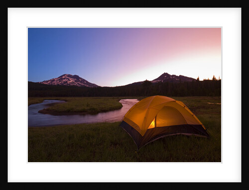 Tent Beside a Stream at Sunrise by Anonymous